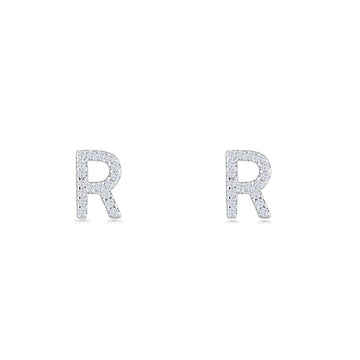 Initial R Stud Earring